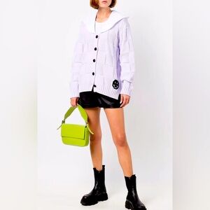 Ganni smiley face poplin collar cardigan